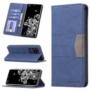 For Samsung Galaxy S20 Ultra Magnetic Splicing Leather Phone Case(Blue)