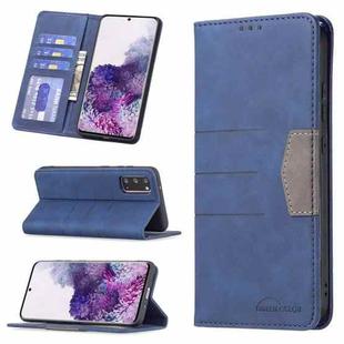 For Samsung Galaxy S20 Magnetic Splicing Leather Phone Case(Blue)