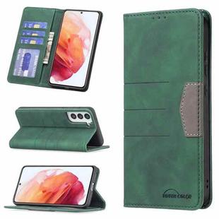 For Samsung Galaxy S21 5G Magnetic Splicing Leather Phone Case(Green)