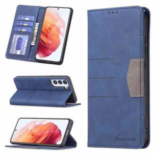 For Samsung Galaxy S21+ 5G Magnetic Splicing Leather Phone Case(Blue)