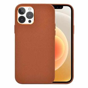 For iPhone 12 / 12 Pro WiWU PC + Calfskin Genuine Leather Phone Case(Brown)