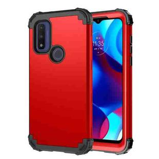For Motorola G Pure 3 in 1 Shockproof PC + Silicone Protective Phone Case(Red + Black)