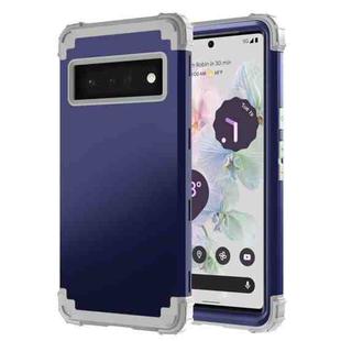 For Google Pixel 6 Pro 3 in 1 Shockproof PC + Silicone Protective Phone Case(Navy Blue + Grey)