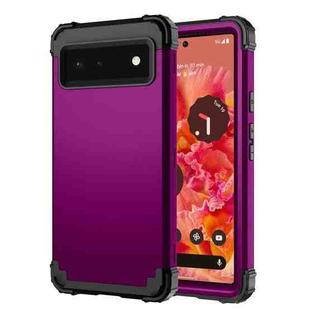 For Google Pixel 6 3 in 1 Shockproof PC + Silicone Protective Phone Case(Dark Purple + Black)