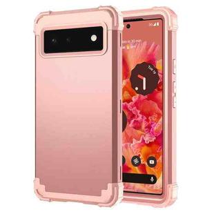 For Google Pixel 6 3 in 1 Shockproof PC + Silicone Protective Phone Case(Rose Gold)