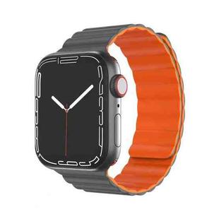 Mutural Moran Series Liquid Silicone Magnetic Strap Watch Band For Apple Watch Series 8&7 41mm / SE 2&6&SE&5&4 40mm / 3&2&1 38mm(Grey + Orange)