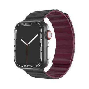 Mutural Moran Series Liquid Silicone Magnetic Strap Watch Band For Apple Watch Series 8&7 41mm / SE 2&6&SE&5&4 40mm / 3&2&1 38mm(Black + Wine Red)