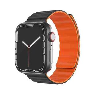 Mutural Moran Series Liquid Silicone Magnetic Strap Watch Band For Apple Watch Series 8&7 41mm / SE 2&6&SE&5&4 40mm / 3&2&1 38mm(Black + Orange)