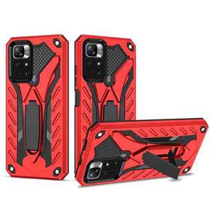 For Xiaomi Redmi Note 11 5G / Poco M4 Pro Shockproof TPU + PC Protective Phone Case with Holder(Red)
