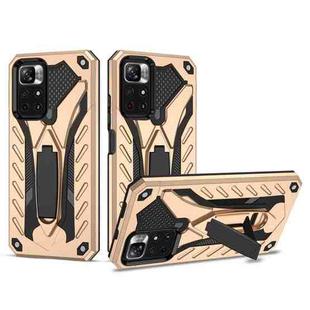 For Xiaomi Redmi Note 11 5G / Poco M4 Pro Shockproof TPU + PC Protective Phone Case with Holder(Gold)