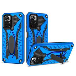 For Xiaomi Redmi Note 11 5G / Poco M4 Pro Shockproof TPU + PC Protective Phone Case with Holder(Blue)