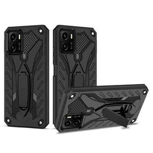 For vivo Y15s Shockproof TPU + PC Protective Phone Case with Holder(Black)