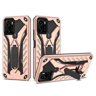 For vivo Y15s Shockproof TPU + PC Protective Phone Case with Holder(Rose Gold)