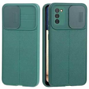 For Samsung Galaxy A02s / M02s Litchi Texture Sliding Camshield TPU Phone Case(Dark Green)