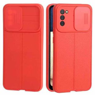For Samsung Galaxy A02s / M02s Litchi Texture Sliding Camshield TPU Phone Case(Red)