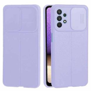For Samsung Galaxy A32 5G Litchi Texture Sliding Camshield TPU Phone Case(Light Purple)