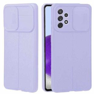 For Samsung Galaxy A72 5G / 4G Litchi Texture Sliding Camshield TPU Phone Case(Light Purple)