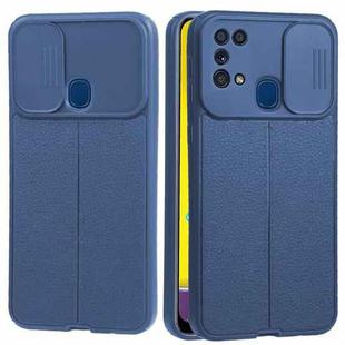 For Samsung Galaxy M21 / M31 Litchi Texture Sliding Camshield TPU Phone Case(Blue)