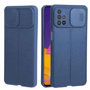 For Samsung Galaxy M31s Litchi Texture Sliding Camshield TPU Phone Case(Blue)
