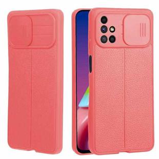 For Samsung Galaxy M51 Litchi Texture Sliding Camshield TPU Phone Case(Red)