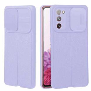 For Samsung Galaxy S20 FE Litchi Texture Sliding Camshield TPU Phone Case(Light Purple)