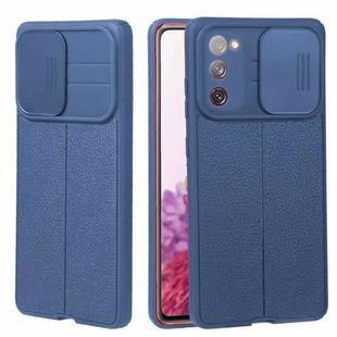 For Samsung Galaxy S20 FE Litchi Texture Sliding Camshield TPU Phone Case(Blue)