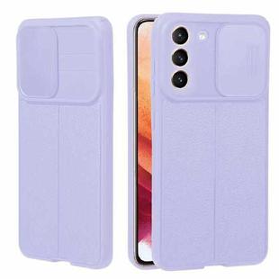 For Samsung Galaxy S30 / S21 Litchi Texture Sliding Camshield TPU Phone Case(Light Purple)