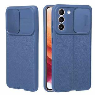 For Samsung Galaxy S30 / S21 Litchi Texture Sliding Camshield TPU Phone Case(Blue)