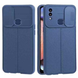 For Samsung Galaxy A10s Litchi Texture Sliding Camshield TPU Phone Case(Blue)