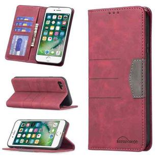 For iPhone SE 2022 / SE 2020 / 8 / 7 Magnetic Splicing Leather Phone Case(Red)