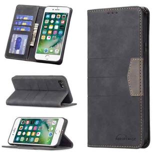 For iPhone SE 2022 / SE 2020 / 8 / 7 Magnetic Splicing Leather Phone Case(Black)