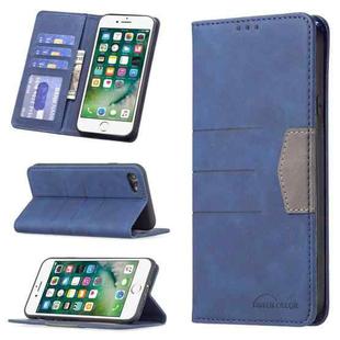 For iPhone SE 2022 / SE 2020 / 8 / 7 Magnetic Splicing Leather Phone Case(Blue)