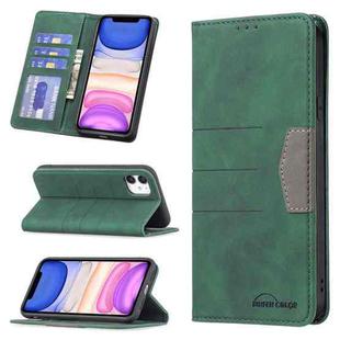 For iPhone 11 Magnetic Splicing Leather Phone Case (Green)