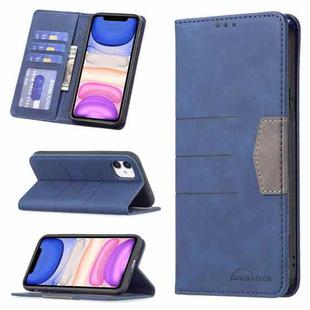 For iPhone 11 Magnetic Splicing Leather Phone Case (Blue)