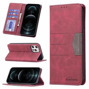 For iPhone 12 Pro Max Magnetic Splicing Leather Phone Case(Red)