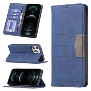 For iPhone 12 Pro Max Magnetic Splicing Leather Phone Case(Blue)
