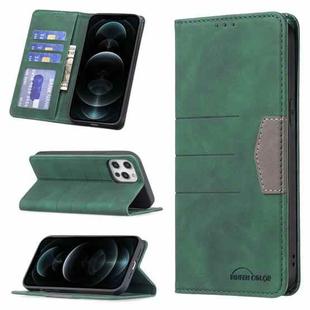 For iPhone 12 / 12 Pro Magnetic Splicing Leather Phone Case(Green)