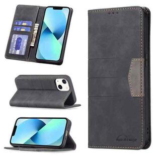 For iPhone 13 mini Magnetic Splicing Leather Phone Case (Black)