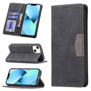 For iPhone 13 Magnetic Splicing Leather Phone Case(Black)