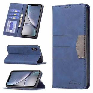 For iPhone XR Magnetic Splicing Leather Phone Case(Blue)