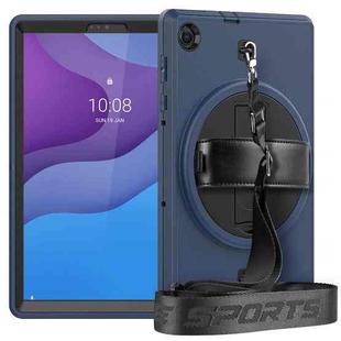 For Lenovo Tab M10 Plus X606F Shockproof TPU + PC Tablet Case with Holder & Pen Slot & Shoulder Strap(Navy Blue)