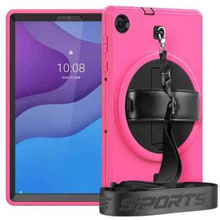 For Lenovo Tab M10 Plus X606F Shockproof TPU + PC Tablet Case with Holder & Pen Slot & Shoulder Strap(Rose Red)