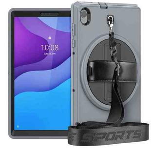 For Lenovo Tab M10 TB-306X Shockproof TPU + PC Tablet Case with Holder & Pen Slot & Shoulder Strap(Grey)