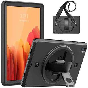 For Samsung Galaxy Tab A7 10.4 T500 / T505 Shockproof TPU + PC Tablet Case with Holder & Pen Slot & Shoulder Strap(Black)