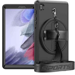 For Samsung Galaxy Tab A7 Lite T220 / T225 Shockproof TPU + PC Tablet Case with Holder & Pen Slot & Shoulder Strap(Black)