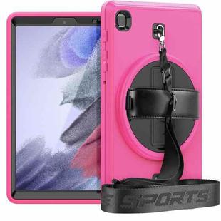 For Samsung Galaxy Tab A7 Lite T220 / T225 Shockproof TPU + PC Tablet Case with Holder & Pen Slot & Shoulder Strap(Rose Red)