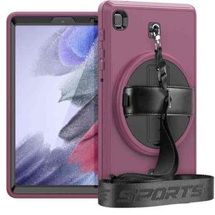 For Samsung Galaxy Tab A7 Lite T220 / T225 Shockproof TPU + PC Tablet Case with Holder & Pen Slot & Shoulder Strap(Dark Rose Red)
