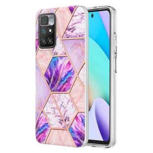 For Xiaomi Redmi 10 Electroplating Splicing Marble TPU Phone Case(Light Purple)