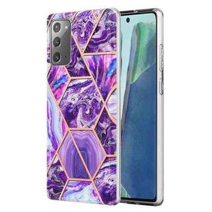 For Samsung Galaxy Note20 Electroplating Splicing Marble TPU Phone Case(Dark Purple)