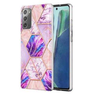 For Samsung Galaxy Note20 Electroplating Splicing Marble TPU Phone Case(Light Purple)